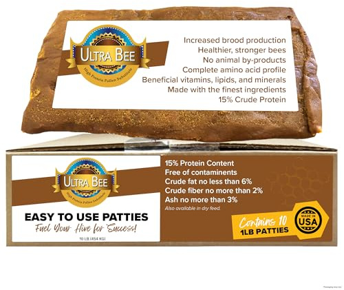Mann Lake Ultra Bee Pollen Substitute Patties, High Protein Honey Bee Food with Vitamins & Amino Acids for Spring, Fall Brood Boost & Winter Colony Survival, Animal Byproduct Free, Made in USA, 10 Lbs