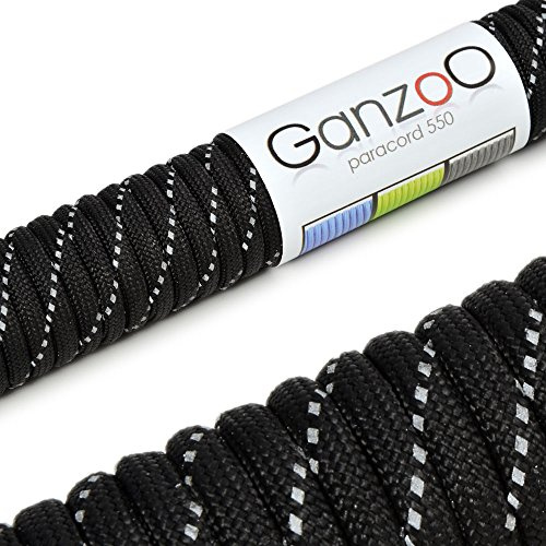 Ganzoo Paracord 550 Seil reflektierend, Nylon -Polyester, 4mm, Typ 3, 30 Meter, 7 Kernstränge, Outdoor -Schnur, Hundehalsband, Hundeleine, Armband knüpfen, Allzweckseil, Camping, Survival