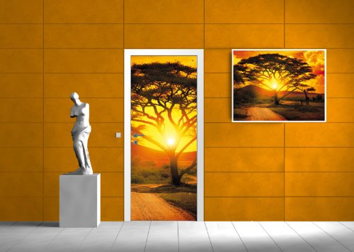 Türfototapeten Tapete Tür ForWall Afrika Sonnenuntergang AF400 VE_T (91cm x 211cm) Door Wall Mural Photo Wall Sticker