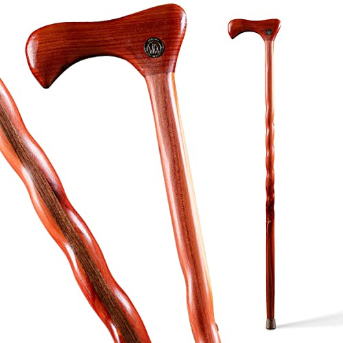 Brazos Handcrafted Wood Walking Cane, Twisted Cedar, Traditional Style Handle, for Men & Women, Made in the USA, 37