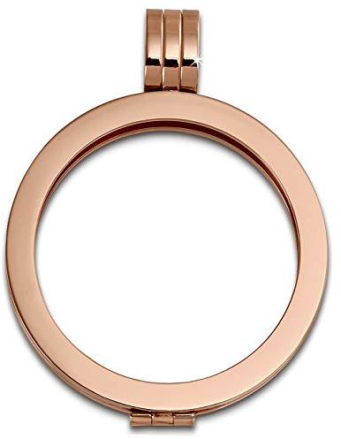 Amello 30mm Coins-Fassung Kettenanhänger Edelstahl Schmuck rosegold ESC001E Gold Coin Fassung
