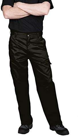 Portwest C701 Hose Polyester-Baumwolle Verstärkte Nähte 2 Cargo-Taschen BAU | Schwarz, UPF 40+, Strapazierfähiges Polycotton-Gewebe, Mischgewebe, Polybaumwolle, 2 Aufgesetzte Gesäßtaschen, Langgröße, Bau
