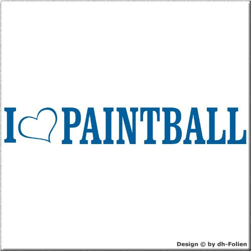 cartattoo4you® AL-00872 | I Love (als Herz) Paintball | Autoaufkleber Aufkleber Farbe hellblau, in 24 Farben erhältlich, glänzend 20 x 3 cm Waschstrassenfest