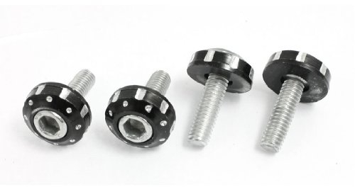 sourcing map 4 Stk Silbern Schwarz Legierung Auto Fahrzeugkennzeichen Bolzen Schraubenbolzen