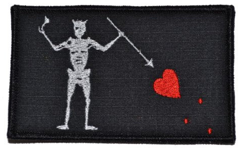 Blackbeard Edward Teach Pirate Flag 3.75x2.25 Military Patch / Morale Patch - Black by Tactical Gear Junkie