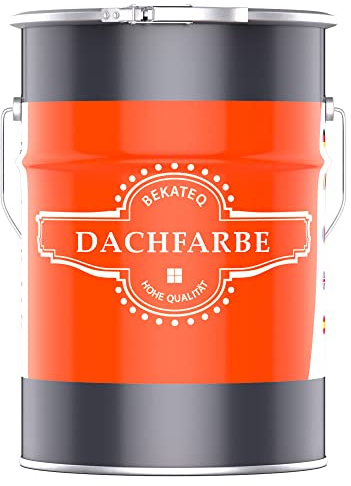 BEKATEQ Dachbeschichtung in Dunkelrot 10L Sockelfarbe, Dachfarbe für Dachziegel, Beton, Holz, Eternit, Bitumen - UV & wetterfest, schnelltrocknend, elastisch, hydrophobe Isolierschicht BE-510