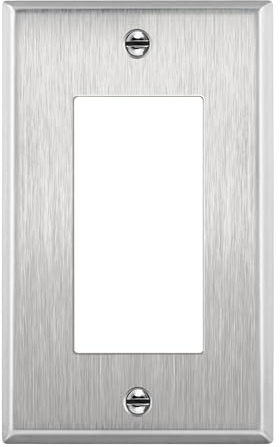 ENERLITES Decorator Switch or Receptacle Outlet Metal Wall Plate, Corrosion Resistant, Size 1-Gang 4.50 x 2.76, UL Listed, 7731, 430 Stainless Steel, Silver