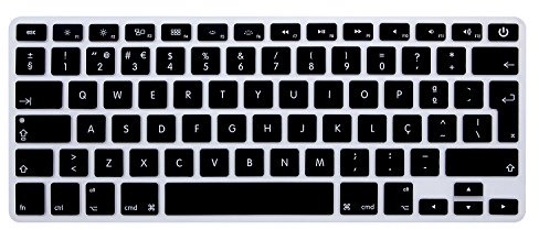 HRH Portuguese Silicone Keyboard Cover Skin for MacBook Air 13,for MacBook Pro 13/15/17(with or w/Out Retina Display,2015 or Older Version),for iMac Older EU Layout Keyboard Protector-Black