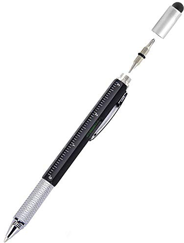 Preamer 6 in 1 Multi-Tool Pen Pocket Screwdriver Metal Multitool Pen Stylus Handy Bubble Spirit Level Ruler