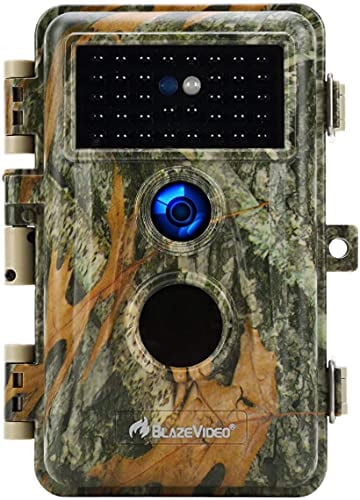 BlazeVideo 48MP Wildkamera Nachtsichtkamera Wildtier Kamera mit 1296P H.264 MPV Video, Bewegungmelder Nachtsicht Zeittraffer, IP66 Wasserdicht und 2,4 Bildschirm