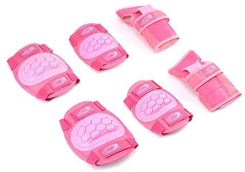 Osprey Kids' Skate Bmx Pads - Knee, Elbow and Wrist Protective Set - 6 Piece Scooter Streetsport Pad Set - Pink - Large