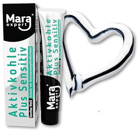 AKTIVKOHLE & SENSITIVE medizinische Zahnpasta von MARA EXPERT | Natürlich Weisse Zähne | Charcoal | Aktiv Kohle Zahnaufheller für empfindliche Zähne