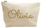 Treat Me Suite Personalised Name Make up Accessory Wash Bag in Black or Natural Colour. Metallic or Glitter Print Presents Birthdays (Black Colour Bag, Metallic Light Gold)