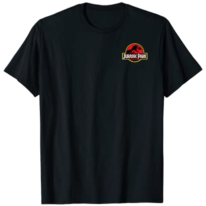 Jurassic Park Classic Red And Yellow Left Chest T-Rex Logo T-Shirt