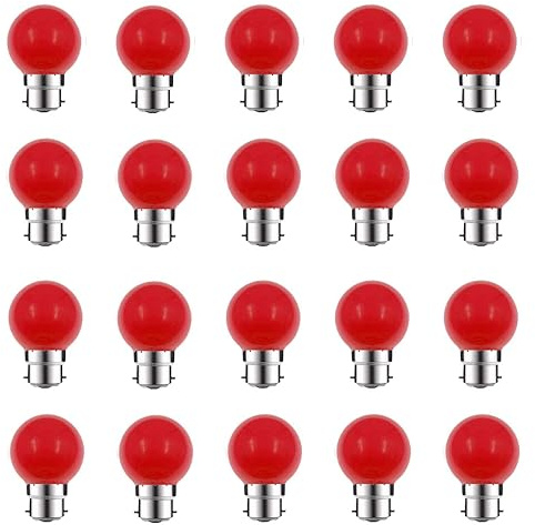 ZFQ 20 Pack B22 Bayonet Colored LED Light Bulbs 2W G45 Golf Ball Mini Globe Bulb Lighting Bulbs,Red for Outdoor Indoor String Patio Garden Party Christmas, Tree, Fairy Party Night Lights