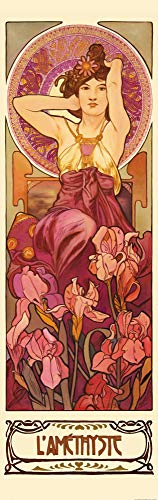 1art1 Alphonse Mucha Die Edelsteine, Amethyst 1900, 1-Teilig Fototapete Poster-Tapete 250x79 cm