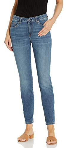 Amazon Essentials Jean Skinny Cintré, Taille Mi-Haute - couleurs abandonnées Femme, Délavé Moyen, 38