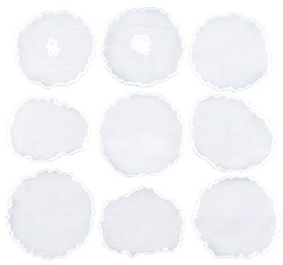 Yalulu 9 Stück Unregelmäßig Untersetzer Silikonform Coaster Resin Silikon Harz Gießformen DIY Epoxidharz Kunstharz Schimmel Casting Kit