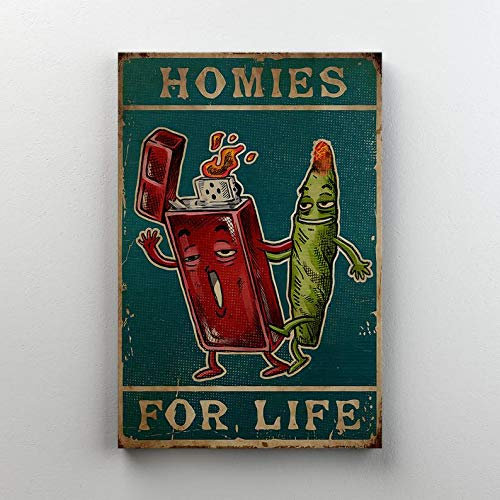 Inga Weed Homies For Life Poster Funny Weed Smoking Weed Homies For Life Weed And Lighter Weed Poster Stoner Gift Funny Gift Metal Signs 20,3 x 30,5 cm