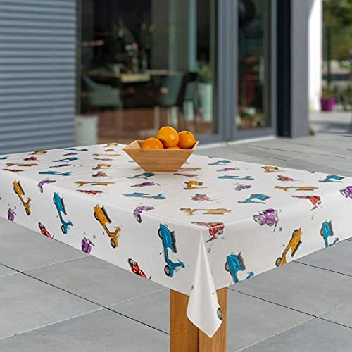 laro Wachstuch-Tischdecke Abwaschbar Garten-Tischdecke Wachstischdecke PVC Plastik-Tischdecken Eckig Meterware Wasserabweisend Abwischbar, Muster:Roller Rimini, Größe:100x160