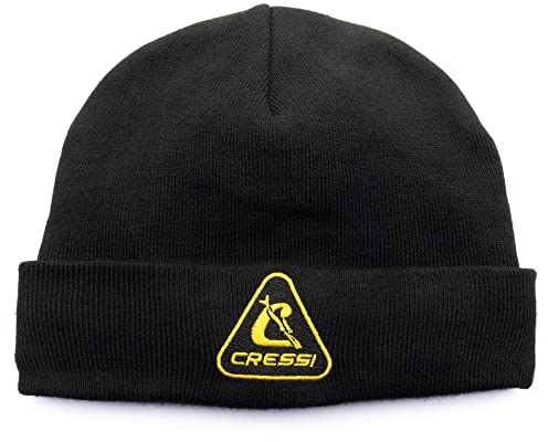 Cressi Unisex Mütze – Schwarz/Gelb – Warme Wintermütze aus Acryl mit Ohrenklappen für Bootstouren und Outdoor-Aktivitäten