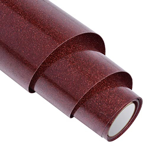BOSADA Heat Transfer Vinyl 12 x 40 inches Glitter HTV Iron on Transfer Paper for DIY Clothing,Logo,Hat,Fabric (Glitter Red)