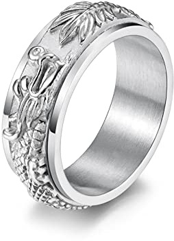 Hoisy Herrenring, Ringe Männer Silver Panlong Silber Größe 62 Men Fashion Schmuck Ehering