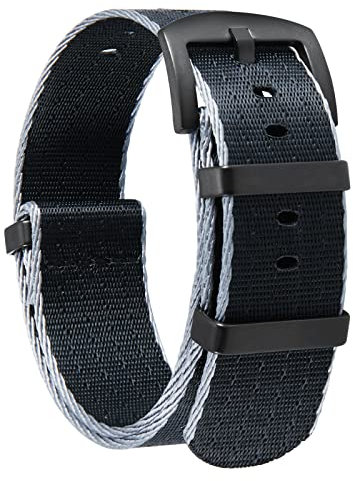 BINLUN Nylon Watch Straps Thick G10 Premium Ballistic Multicolor Replacement Watch Bands with Silver/Black Stainless Steel Buckle for Men Women 18mm 20mm 22mm 24mm(B-Grey Edge,20mm)