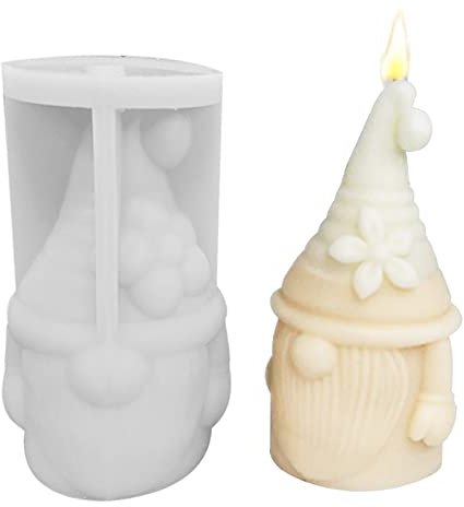 Kerzengießformen aus Silikon Zwerg 3D, Silikonform Weihnachten Resin Seife Kerze, Weihnachtswichtel Silikonformen Zubehör, Weihnachtsdeko Figuren DIY Fondant Pralinen Backformchen Ostern Wichtel (D)