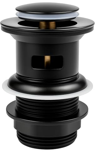 Xcel Home G 1 1/4 BSP Slotted Black Click Clack Basin Waste 1 pc | Quality Brass Pop-Up Bathroom Sink Plug - Standard Connection Universal Fit - Replacement for Drainage & Easy Installation