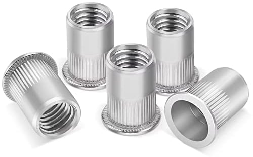 Lot de 50 écrous à rivets M6, écrous à douille Leryati en acier inoxydable A2 V2A, rivetés filetées rondes à tête plate rivet, écrous à riveter de fixation, tuyaux, etc.