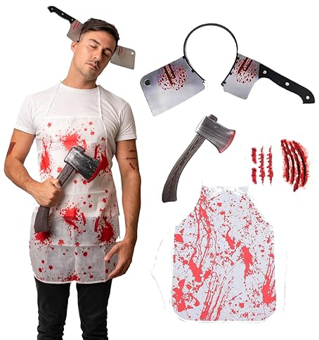 Boucher au hachoir Deguisement - Deguisement Halloween Homme - Taille unique pour adultes et adolescents - Costume populaire 2023