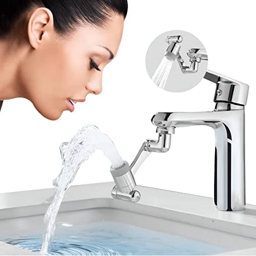 NOVIBLE - 1440° Drehbarer Wasserhahn Aufsatz aus Messing - Multifunktionale Wasserhahn Verlängerung mit Handbrause für Küche und Bad - 2 Modi Perlator für Wassersparen und Reinigung