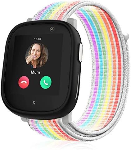 Snyeest Nylon Armbänder kompatibel mit Xplora X6/Anio 6 Armband, Kids Smartwatch Klettverschluss Mädchen Jungen Verstellbare Geflochtenes Ersatz Armbänder für X6 Play/X6 Pro/Anio6,Regenbogen