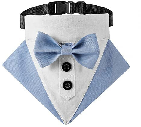 MiOYOOW Formelles Hunde Bandana Halsband, Verstellbares Smoking Hochzeits Bandana, Atmungsaktives Lätzchen, Dreieckiger Schal Mit Fliege D-Ring für Kleine Mittelgroße Hunde