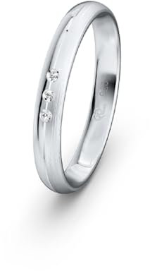 JC Trauringe 925 Sterling Silber Einzelring Ehering I Wedding Rings | Verlobungs-ring | Partnerring günstig mit Gravur in edler Schatulle 1 Hochzeitsring Damenring mit Steinen S063-S-DR