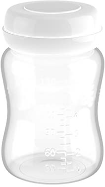 Botellas de Leche Materna, 4PCS Botellas de Almacenamiento de Leche Materna Botellas de Congelador de Leche Materna a Prueba de Fugas de Calibre Ancho con Junta de Silicona 180ml