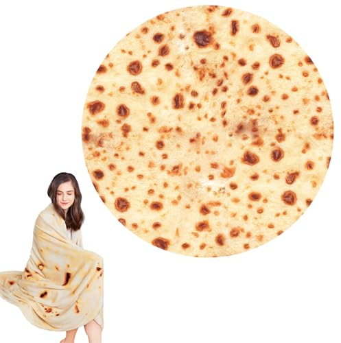 FainFun Burrito Decke, 180 * 180cm Tortilla Decke, Keks Decke, Weiche Warme aus Flanell, Riesige Taco Decke für Baby Familie, Lustige Kreative Tortilla Burrito Kuscheldecke(L)