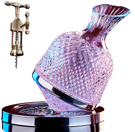 Decanter per vino rotante, aeratore per vino, erogatore veloce per vino, a prova di perdite, decanter rotante a 360°