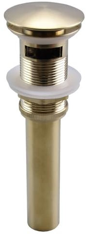 Bonde Lavabo Avec Trop Plein Wirquin Or Brossé, Bonde Lavabo Salle De Bain, Bonde De Lavabo A Visser, Tout En Cuivre,Or Brossé,Avec Trou De Trop-plein