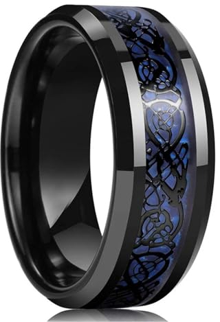 BISONBLUE Ringe Herren Ring Damen Männer Rings Geschenk Mode 8mm Männer Drachen Ring Lila Ring Männer Geschenk 6 Blau