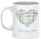 C&P Taza mapa del amor donde empezo todo, personalizada con tu ubicacion favorita, blanco brillo 350 ML (CORAZON COLOR)