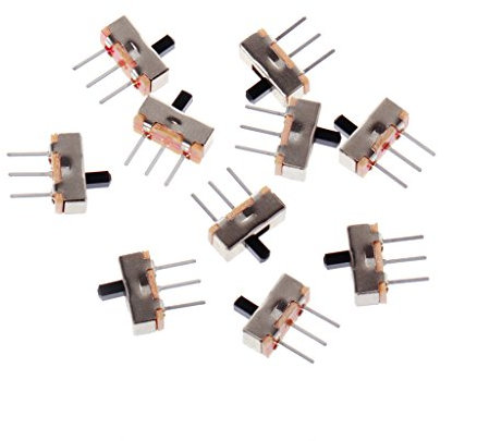 AGONEIR 10 Stück 2-Positionen Ein/Aus SPDT 1P2T 3-poliges PCB Panel Mini Vertikaler Schiebeschalter Wasserdicht Momentaner LED Steuerhebel Start Stopp Taktiler Dimmer