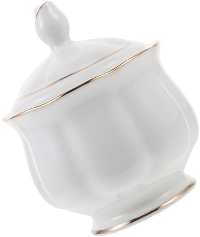 TOPBATHY Zuccheriera in Ceramica Con Bordo Dorato Porta Zollette Di Zucchero in Porcellana Grazioso Contenitore Per Sale E Spezie Da Cucina