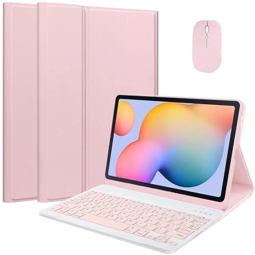EHLCYS Custodia con Tastiera per Xiaomi Redmi Pad PRO 12,1 Pollici del 2024, Tastiera Bluetooth Wireless Rimovibile Magnetica, Custodia con Supporto Multi-Angolo Ultrasottile con Mouse,Rosa