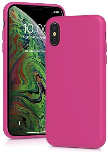 YATWIN Silicone Case for iPhone X/XS, Soft-Touch, Shockproof, DustProof, Antiskid Full Body Armour Phone Cover for Apple iPhone X/XS - Magenta