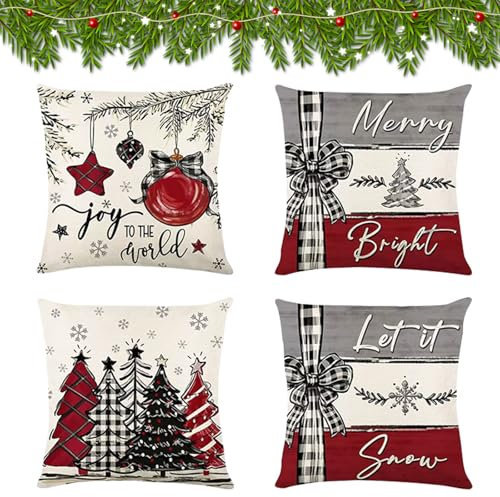 Ajuanbazha Weihnachten Dekorative Kissenbezüge, 45 x 45 cm Kissenbezüge, Winter Schneemann Handschuhe Elch Eukalyptus Dekorative für Sofa Schlafzimmer Wohnzimmer Balkon (B)