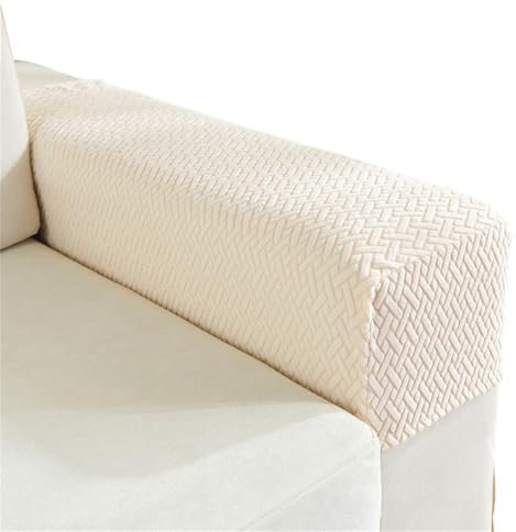FANSU 2 Pezzi Copribraccioli per Divano Elasticizzati, Copri Braccioli in Twill Jacquard, Fodere per Braccioli Antiscivolo, Protezione Bracciolo per Poltrone Divani e Sedie (Beige)