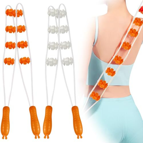 2 Stk Rücken Massageroller mit Griff, Massage Roller für Muskelentspannung, Gua Sha Massage, Massage-Roller, Roller Massagegerät, Anti Cellulite Massagegerät für Nacken,Rücken,Körper (8 Runden)