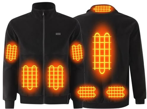 Neu Beheizbare Jacke Herren Damen, Teddy-Fleece Beheizte Jacke mit 8 Heizzonen, 3 Einstellbar Temperaturfür Wärmejacke, USB Elektrische Heizjacke Winddicht Winterjacke für Motorrad Outdoor Skifahren